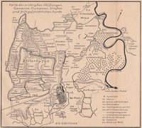 Karte der wichtigsten Wüstungen, Gewanne, Flurnammen und Straßen bei Bitterfeld
