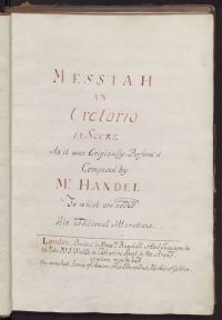 Messiah : an oratorio in score ; as it was originally perform’d