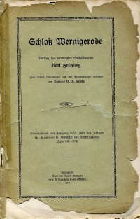 Schloß Wernigerode, Vortrag des verewigten Schloßbaurats Karl Frühling