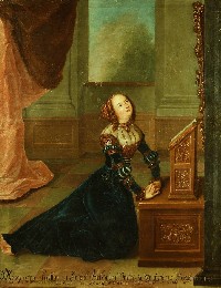 Margaretha von Münsterberg vor dem Hausaltar