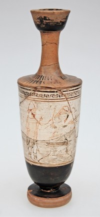 Lekythos, attisch-weißgrundig, Art des Tymbos Malers: Hermes Psychopompos. 470 v. Chr.