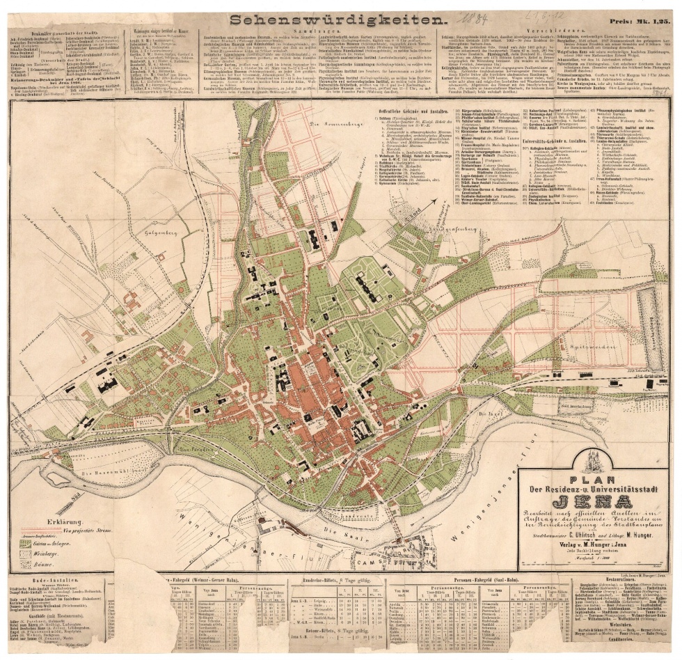 Stadtplan von Jena, 1884 :: Städtische Museen Jena, Stadtmuseum
