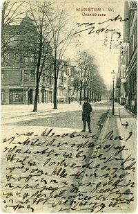 Postkarte: Blick in die Kanalstraße unterhalb der Maximilianstraße in Richtung Innenstadt